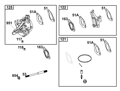 Carburetor Group Diagram and Parts List for 19T132-0002-H5 100000 - 19Z999 Briggs and Stratton Engine